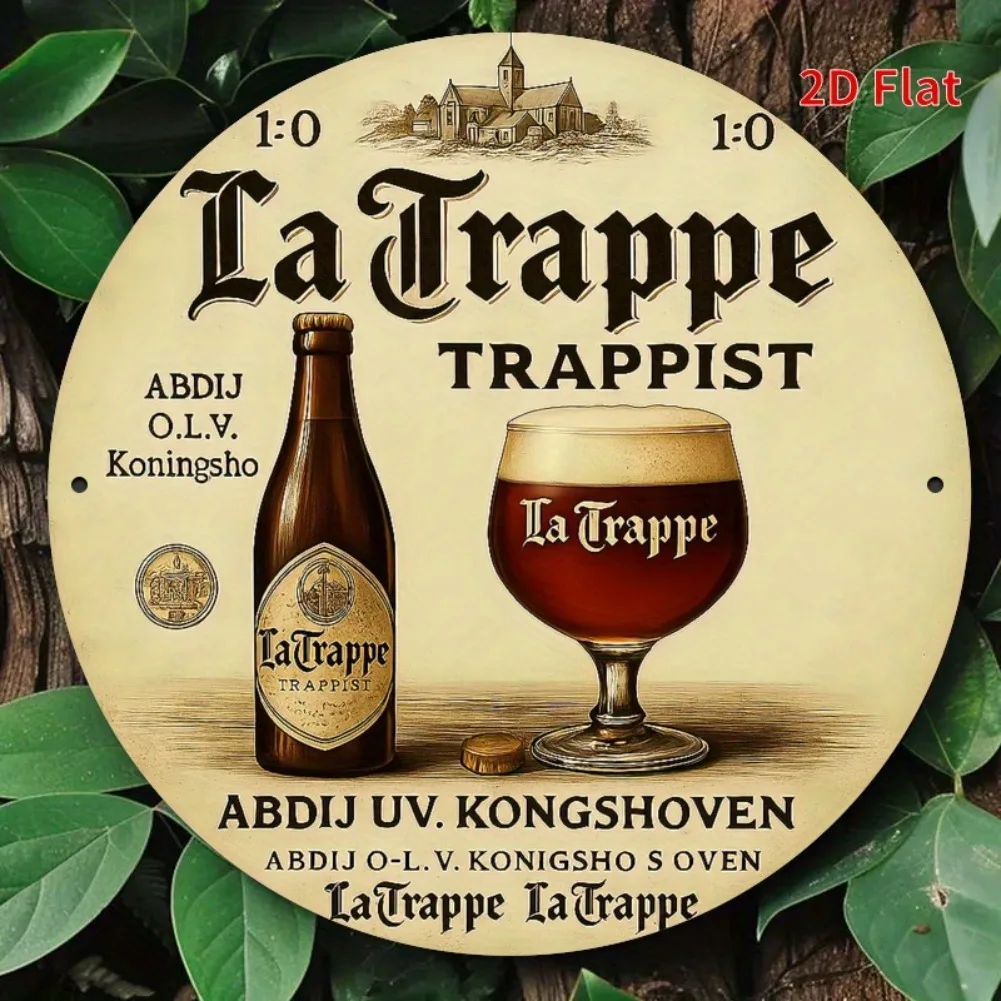 2D Flat, Vintage La Trappe Trappist Beer Metal Sign - 7.8