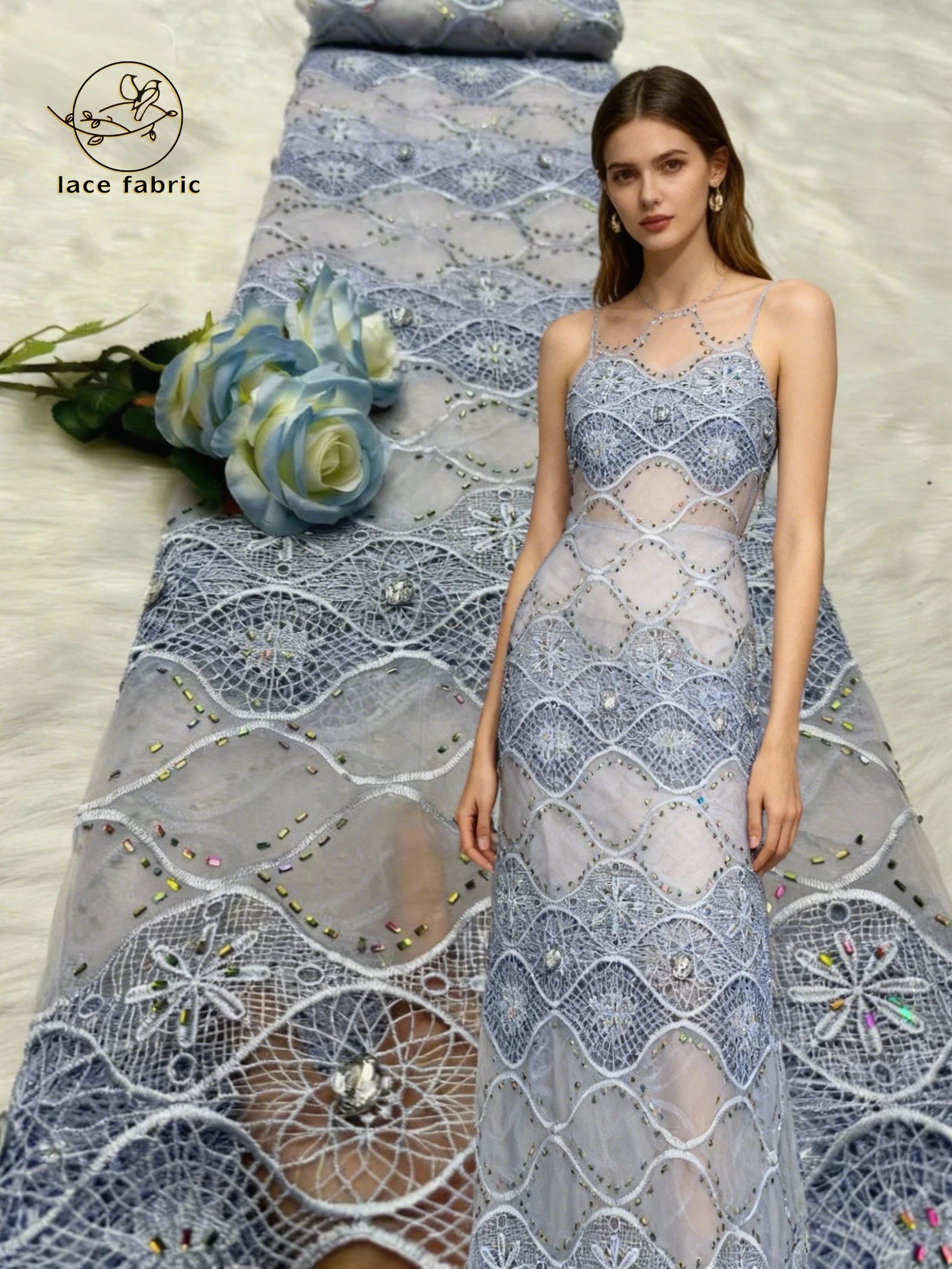 

French Tulle Stones Lace Fabric 2026 High Quality African water soluble Lace Fabric Nigerian For Bridal Wedding Party Dresses