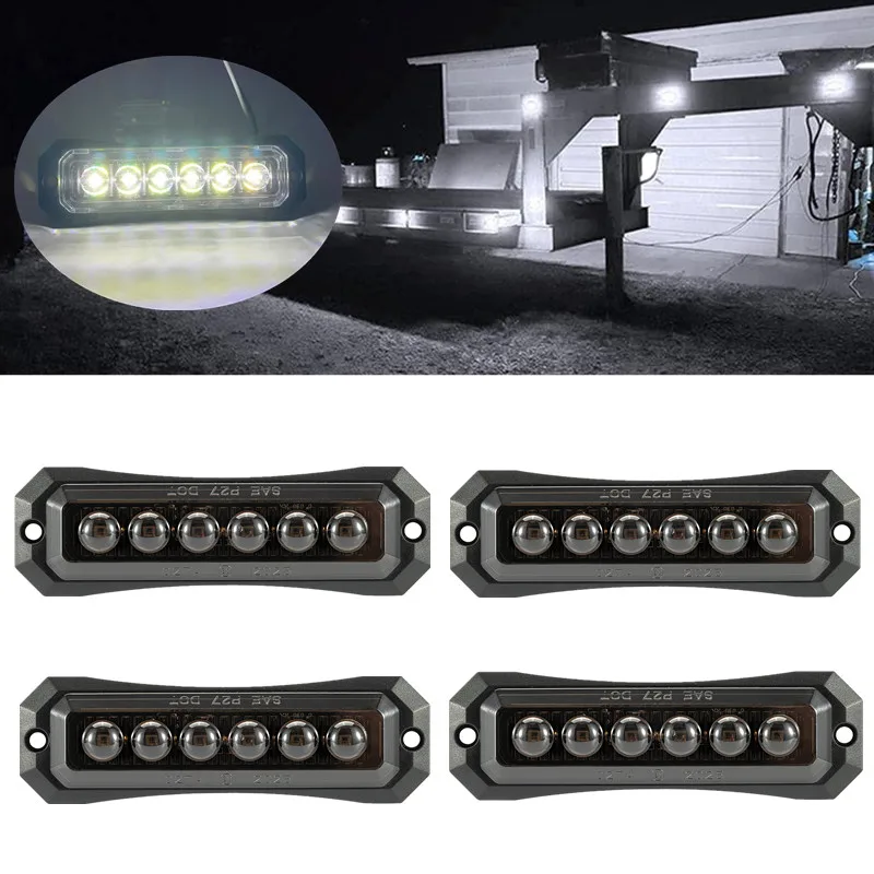 4PCS Dark Smoked Lens Truck Marker Lights 6LED White Side Marker lights Car External Clearance Lamp 12v 24v for Lorry