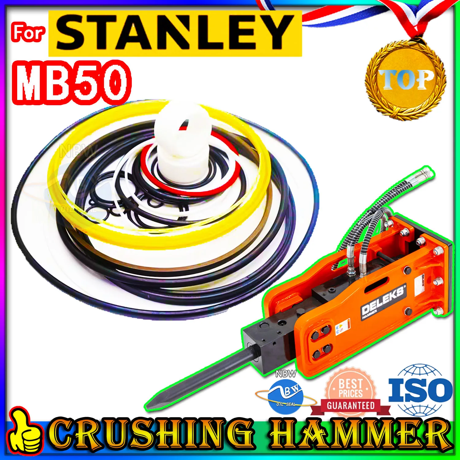 For Stanley MB50 Crushing Hammer Oil Seal Repair Kit Excavator Hydraulic Cylinder Broken Breaker NBR FKM BOOM Rod Drill Parts