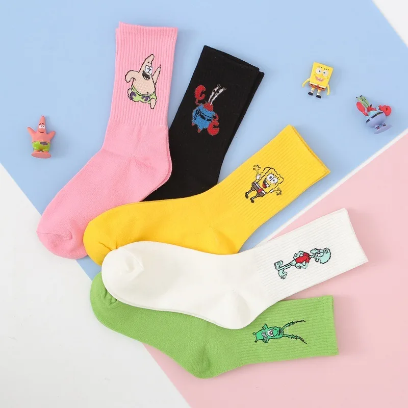 SpongeBob Cartoon Socks Patrick Cotton Trend Tube Socks Boy Girl Funny Sock Comfortable Breathable Hip-hop Fun Socks for Kids