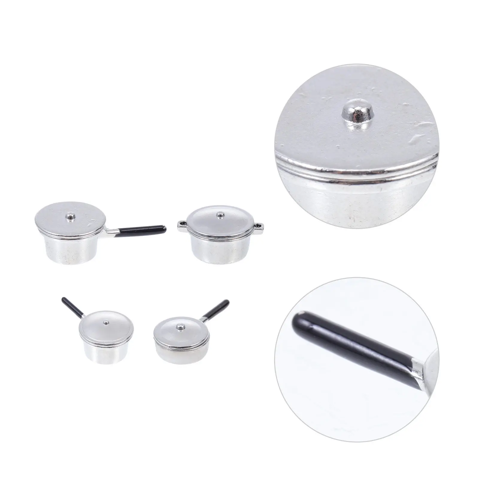 

4Pcs Mini Kitchen Cookware Set Premium Iron Dollhouse Decor Small House Accessories Micro Landscape Models 1:12 Scale Mini
