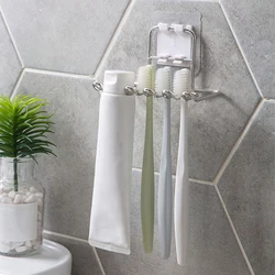 Soporte de cepillo de dientes de acero inoxidable, estante de almacenamiento para afeitadora, estante para cepillo de dientes, soporte para pasta de dientes, organizador de baño, accesorios