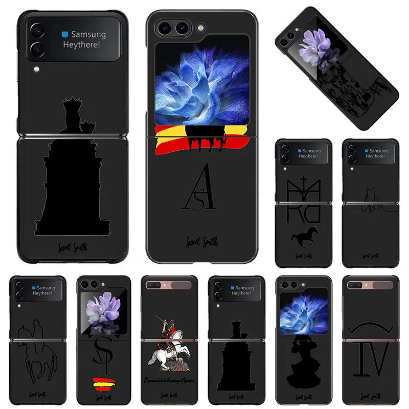 Hard Case for Samsung Z Flip6 Flip5 Flip4 Flip3 5G Horse Knight Flamenco Dancer King Galaxy ZFlip 6 5 4 Black Phone Cases Cover