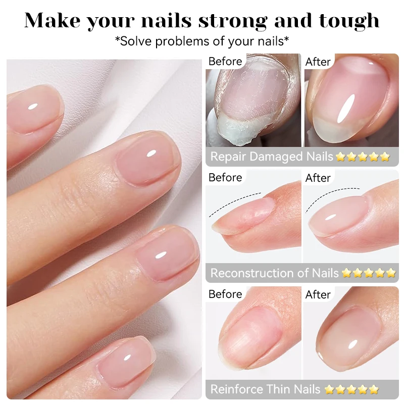 NICOLE DIARY 15ML Fiber Rubber Base Gel for Broken Nail Repaired Fiber Glass Clear Quick Construction Gel Soak Off Varnish - Image 6
