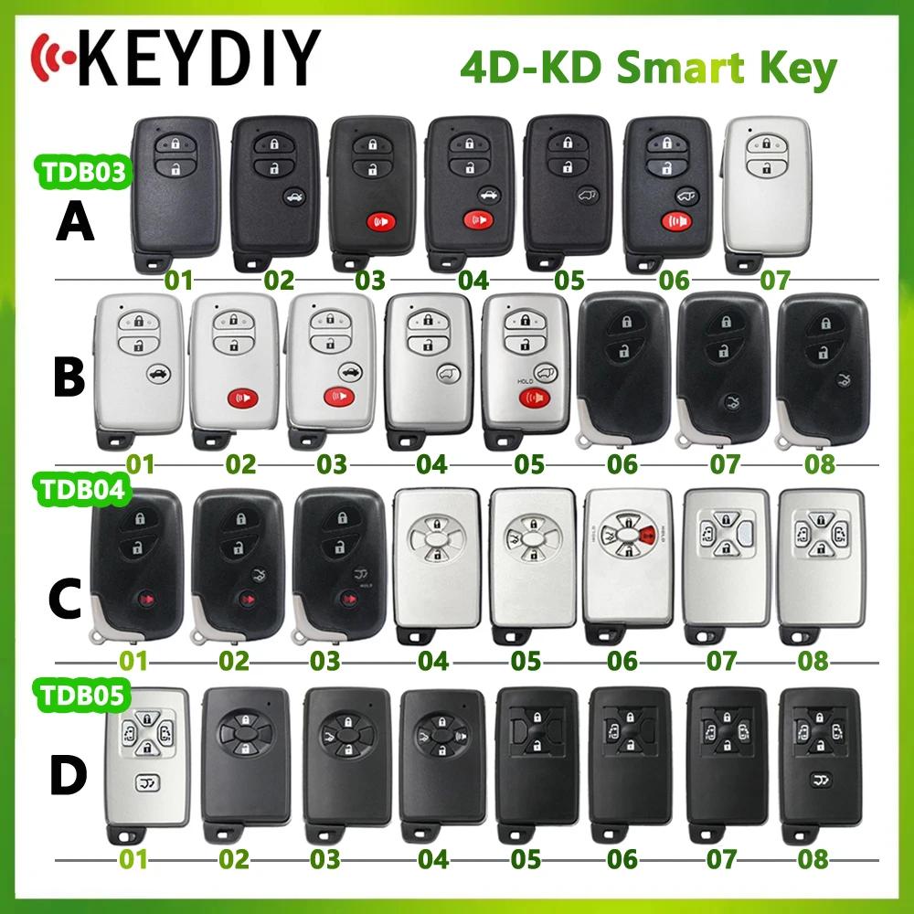 

KEYDIY KD 4D Smart Key Universal TDB Remote TDB03 TDB04 TDB05 For Toyota Lexus FCC:0140 3370 5290 0500 6601 0111 F433 A433 6221