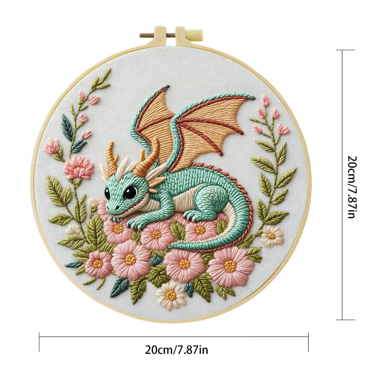 1 Stück 20X20CM/15X15CM 7,87/6,3 Zoll Drachen-Stickerei-Starter-Kit DIY-Kit DIY-Stickerei-Set für Anfänger – Detail 4