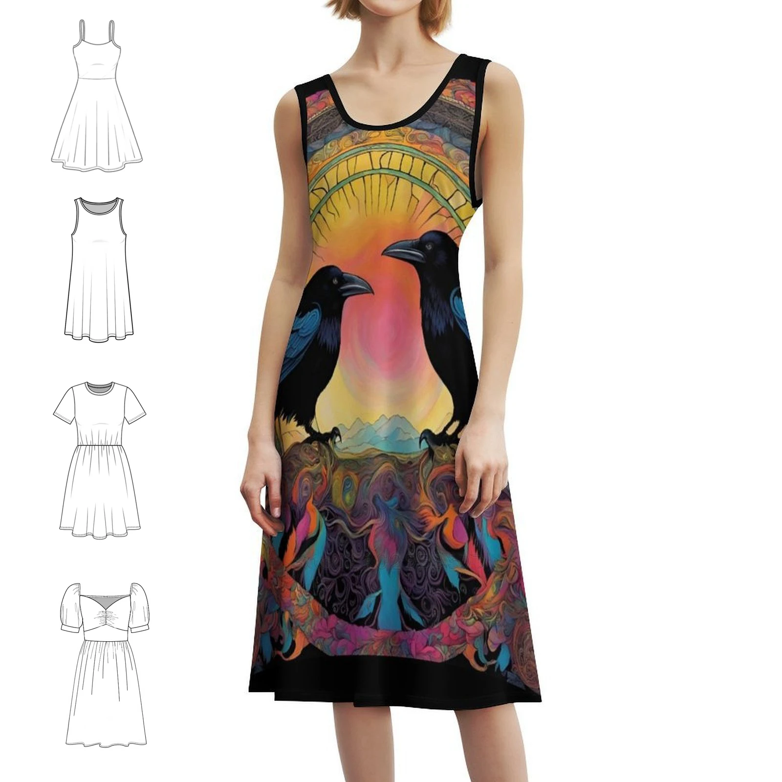 

Шикарное платье Odin'S Ravens в стиле бохо, элегантное модное пляжное платье для свадебной вечеринки, Odinism Asatru Ravens Crows Psychadelia, женская одежда