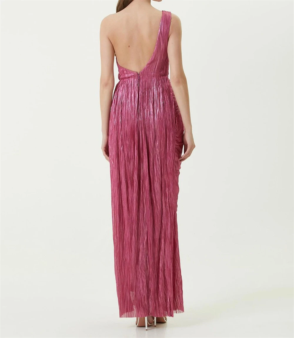 Customized Simple One-shoulder Sheath Cocktail Dresses Fold Draped Chiffon Evening vestidos de fiesta elegantes para mujer 202