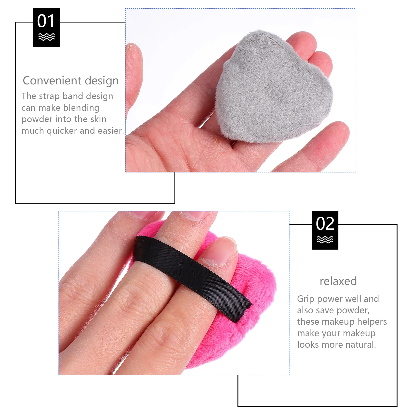 8pcs coração maquiagem pó solto rosto puff ferramenta para aplicação de fundação corporal