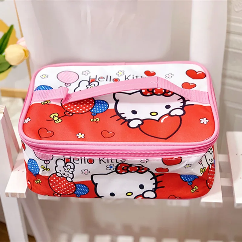 Kawaii Sanrio Lunch Bag Anime Cinnamoroll Kuromi My Melody Lunch Bag Cute Picnic Thermal Breakfast Box Girl Convenient Lunch Box