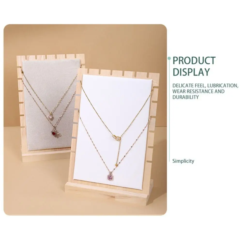 

New Wood Jewelry Display Stand Square Detachable Organizer PU Vertical Earrings Shelf Jewelry