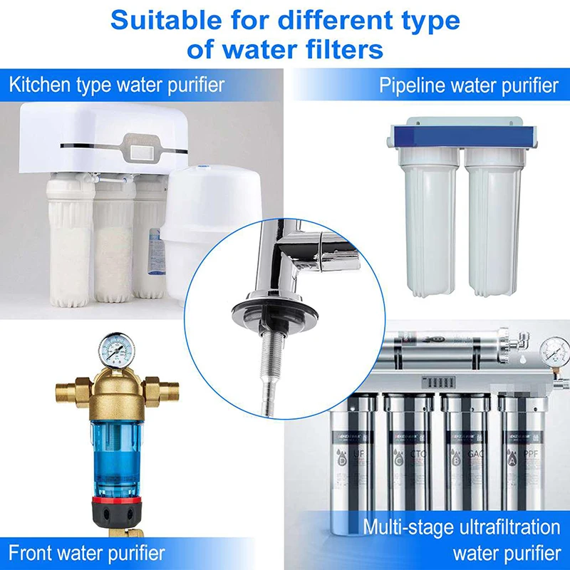 1/2 헤드 주방 수도꼭지 1/4 인치 연결 역삼 투 수도꼭지 단일 이중 구멍 스테인레스 스틸 워터 필터 홈 소모품