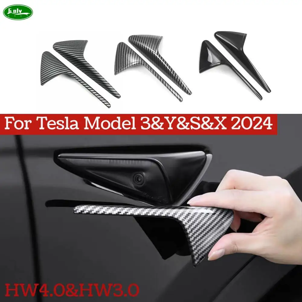 

HW4.0 HW3.0 Side Camera Protector Cover for Tesla Model 3 Y S X Highland Accessories Turn Signal Fender Trim ABS Carbon Fiber