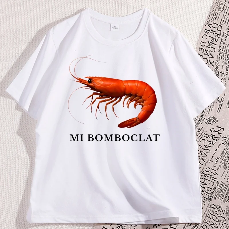 

Mi Bomboclat Shrimp T Shirts Retro Short Sleeve Funny Fish Tee Fisher Silly Cotton Short Sleeve Round Neck Tshirts