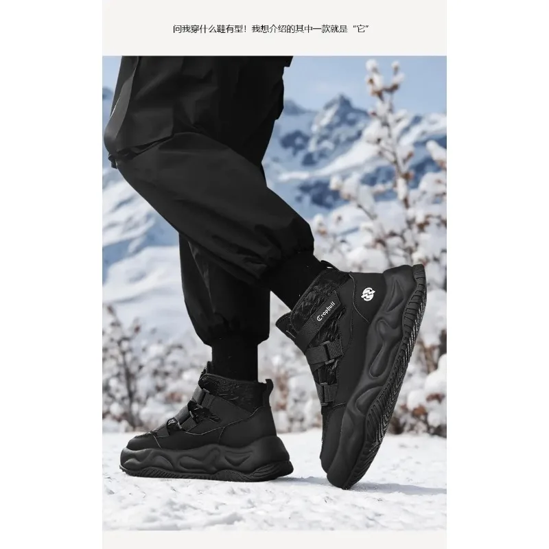 

Designer New Men's Snow Boots Winter High Top Ankle Boots Outdoor Non-slip Waterproof Casual Cotton Shoes Plush Warm Work Boots