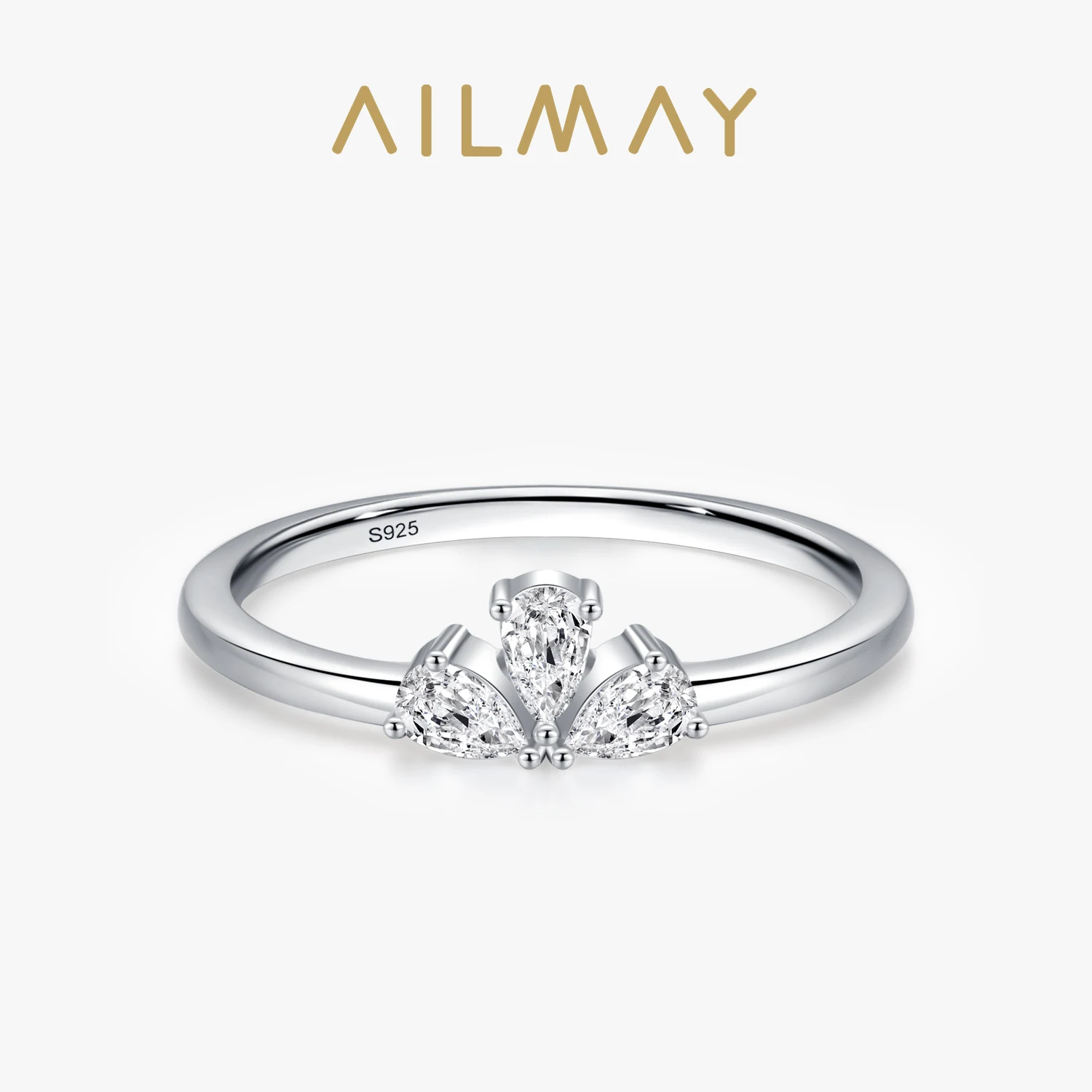 

Ailmay 925 Стерлинговое Серебро, элегантное штабелируемое кольцо на палец в форме капли воды, Вечные браслеты для женщин, рождественские подарки, изящные украшения