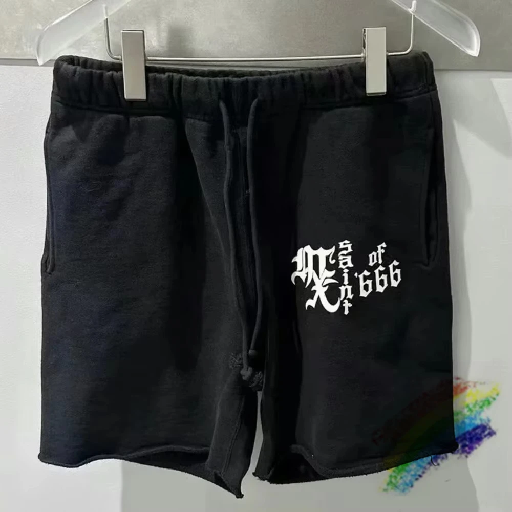 

Black SAINT SWEAT Shorts Men Women Jogger Drawstring Breeches