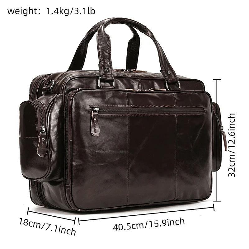 Imagem -03 - Luufan-maleta de Couro Genuíno para o Homem Bolsa Macia do Negócio Couro Dupla Camada Bolsa do Mensageiro Bolsa de Trabalho Apto para 15 Laptop Preto