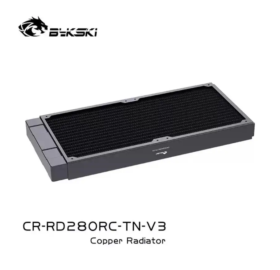 BYKSKI 140/280/420mm 28mm Thick Copper PC Water Discharge Liquid Heat Exchanger Metal Radiator for 14cm Fans  CR-RD420RC-TN-V3