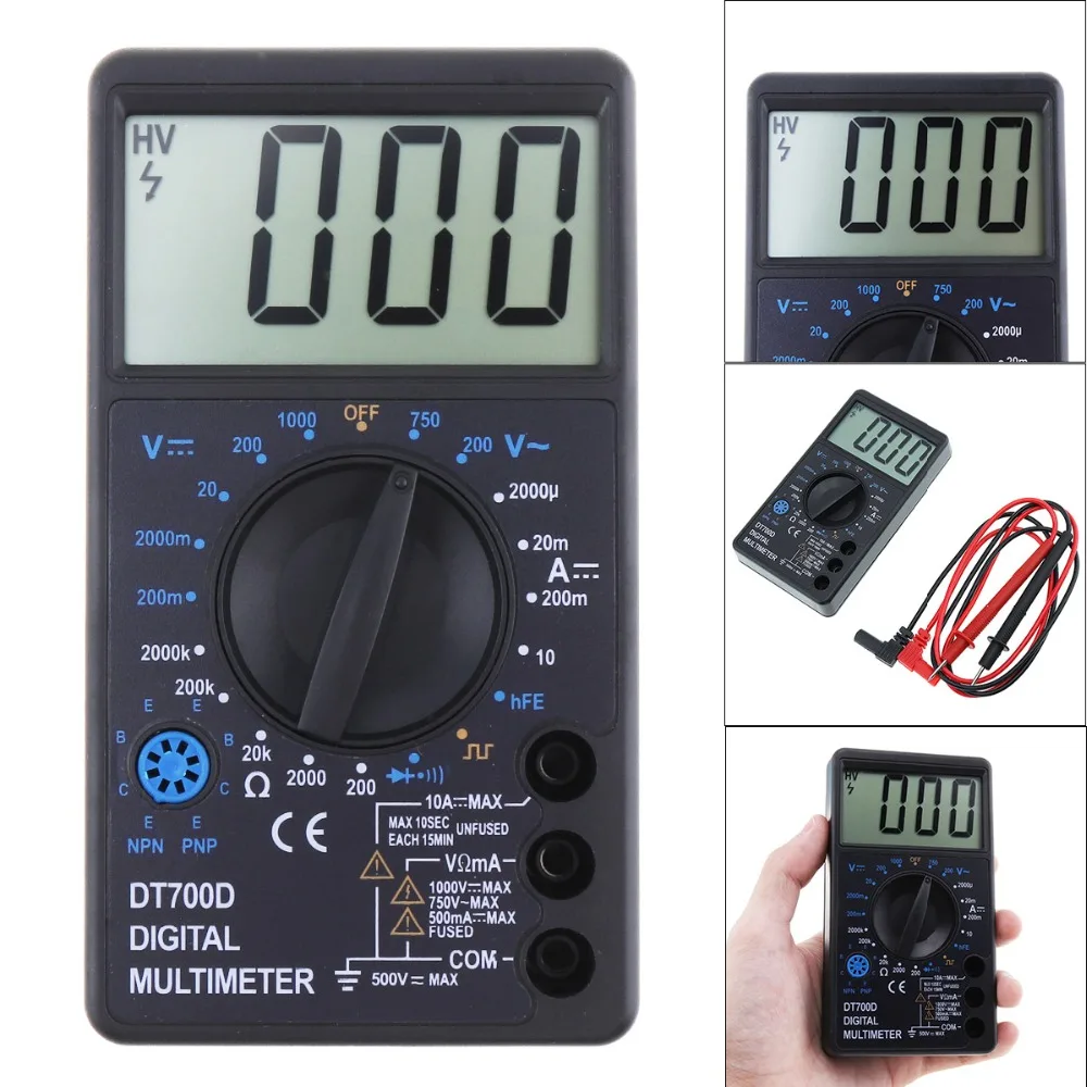 LCD Digital Multimeter DT700D DC/AC Voltage Diode Freguency Multitester Measuring Tool with Dual-slope integration A/D Converter