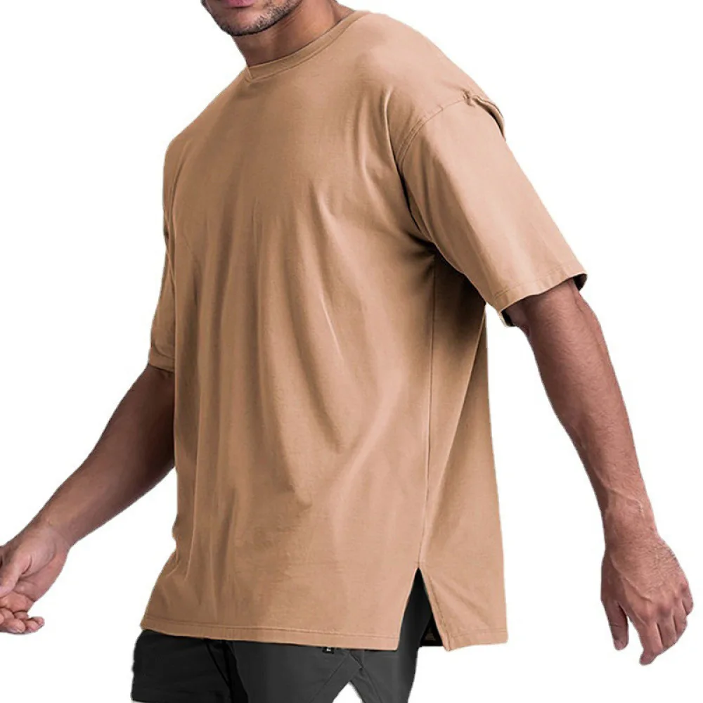 Mens Loose Fit T Shirt Summer Quick Dry Breathable Sportswear Fitness Gym Workout Muscle Training Running Tops