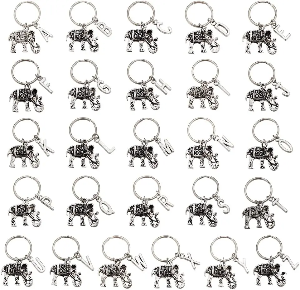 26Pcs Elephant Letter Stitch Markers TibetanStyle Alloy Crochet Stitch Marker Charms Locking Stitch Marker DIY Handmade Gift