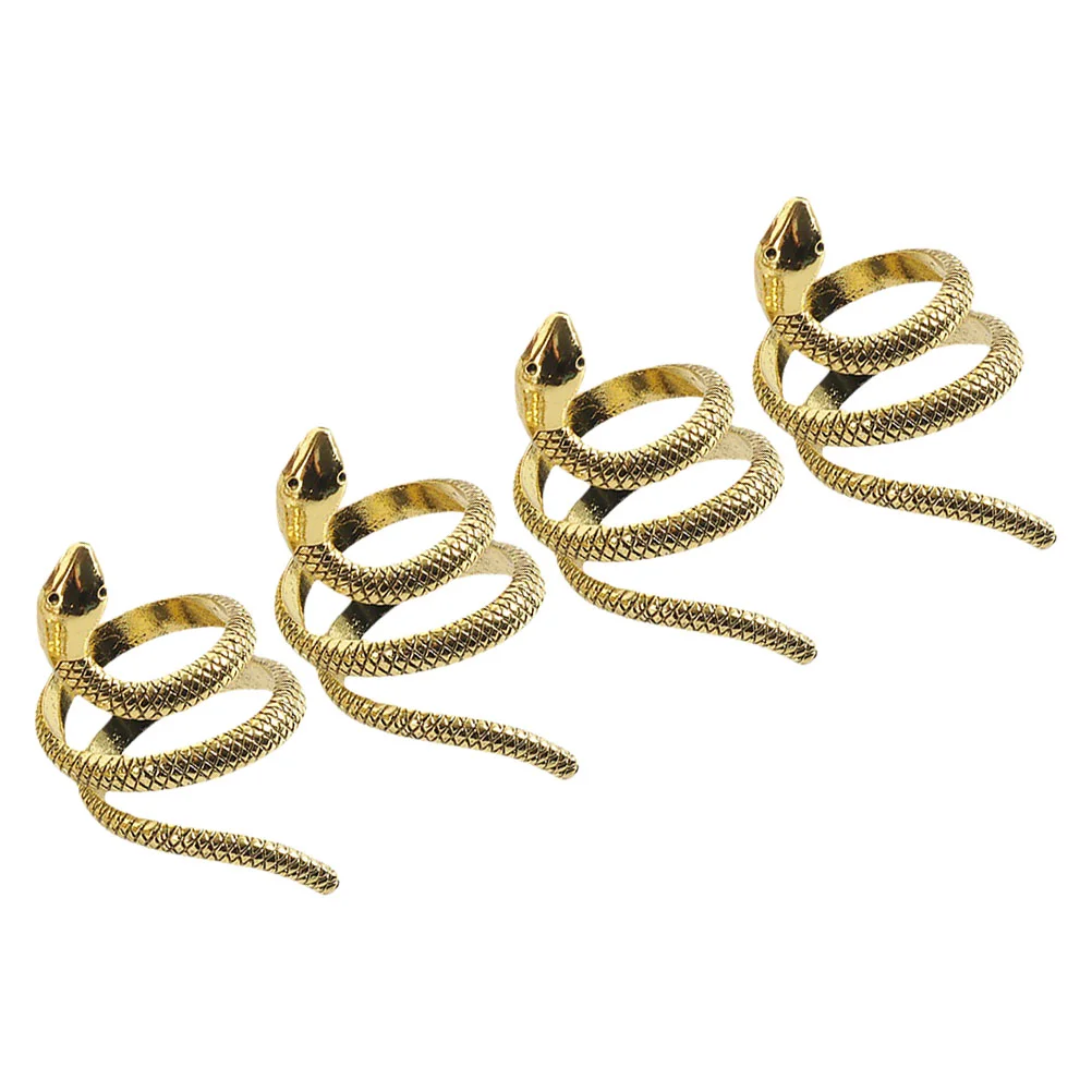 4 Pcs Grace Wedding Snake Napkin Ring Banquet Decorations for Ceremony Zinc Alloy Dining Table Rings Modern