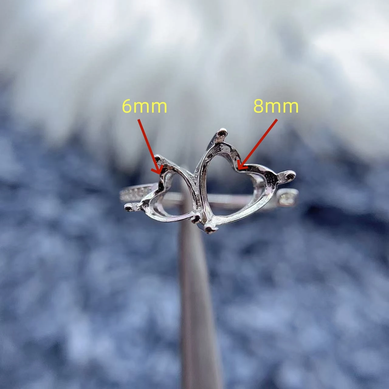 

MeiBaPJ Inlay Heart Shaped 6*6＆8*8mm S925 Sterling Silver DIY Empty Rings Settings For Womens Gifts Fine Charm Jewelry Wholesale