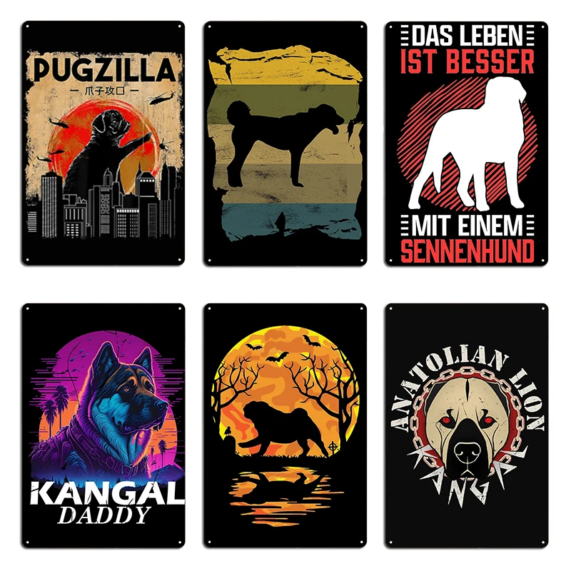 Swiss Mountain Anatolian Shepherd Cute Dog Japanese Kangal Metal Sign Rusty Party Club Bar Vintage Tin Sign Poster