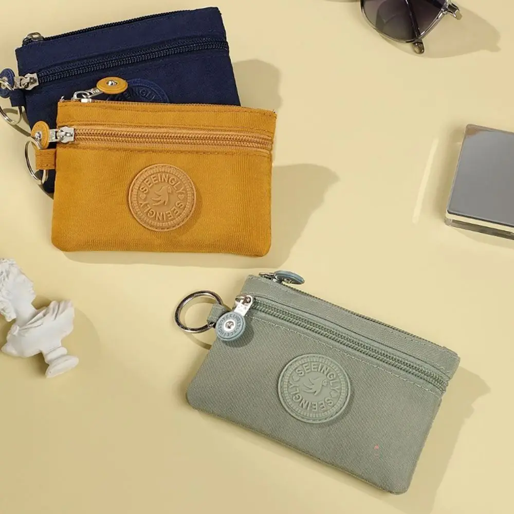 

Durable Canvas Money Coin Purse Wear-resistant Waterproof Credit Card Holoder with Key Ring Wallet Money Bag Male Female