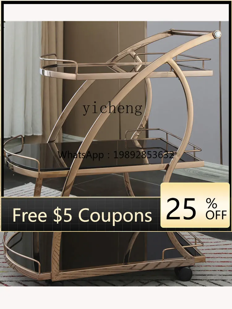 

Hand Push Stainless Steel Meal Delivery Snack Cart 4S Shop Cake Cart Restaurant High-End Drinks Mobile Tea Weagon