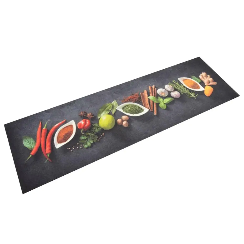 Washable Velvet Kitchen Rug 45x150 cm - Stylish Spices Design for Home Decor