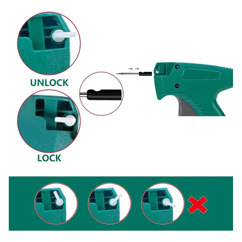 ELEC-Tagginggun للملابس مع حافظة صلبة، 500 أسود و500 أبيض 2In Barbs Fasteners، 6 إبر، مسدس علامات للبيع بالتجزئة القياسية