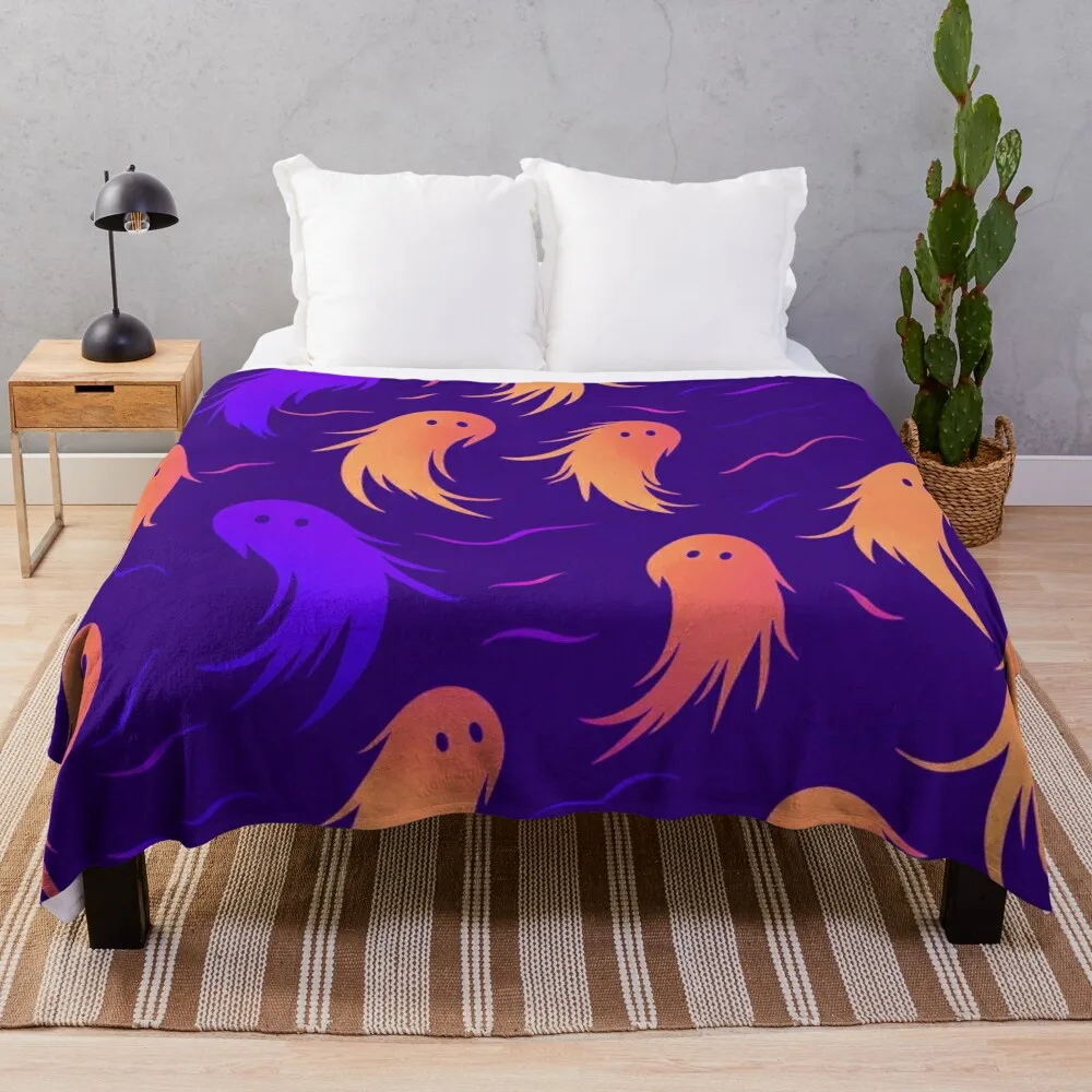 Patterns of several colorful ghosts Throw Blanket Quilt Travel Decorative Throw Blankets