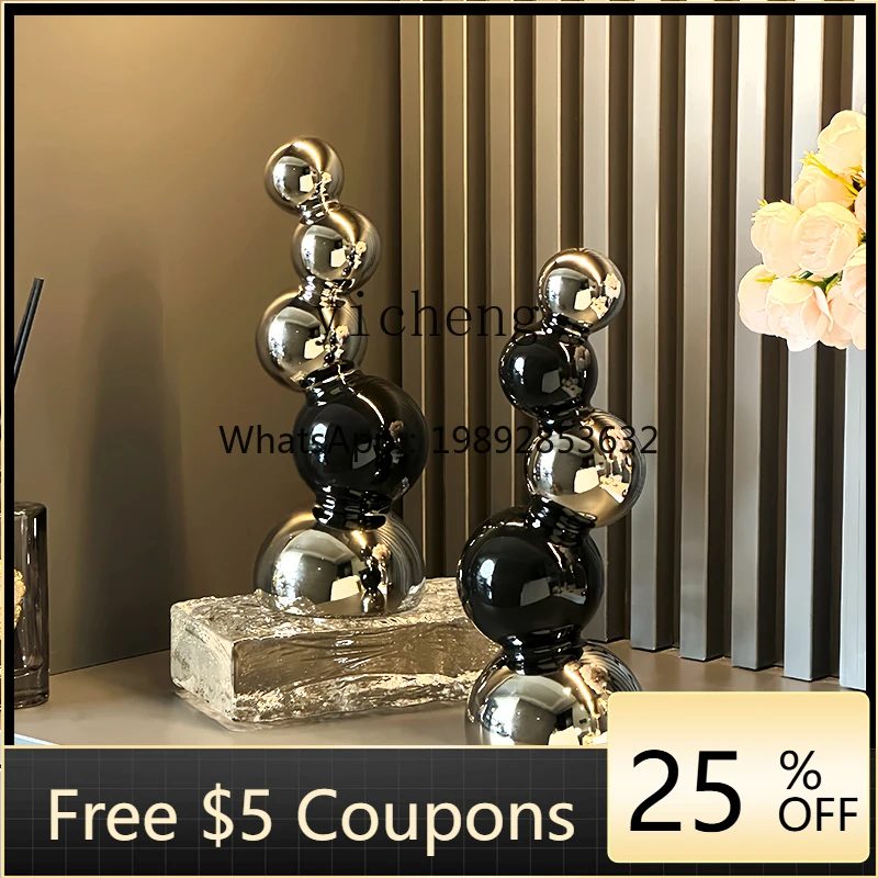 

AA light luxury home soft decoration, living room TV cabinet wine cabinet entrance black high-end ball ornament