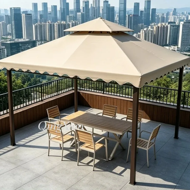 Outdoor Gazebo Patio Canopy Shelter Heavy Duty Backyard Sun Shade Pavilion for Garden Lawn Poolside Summer Leisure Use 3x4m 3x6m