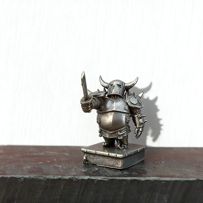 1pc Brass Cast Carved Wild Boar Knight Ornament Vintage Distressed Craft Desktop Figurine Fantasy Battlefield