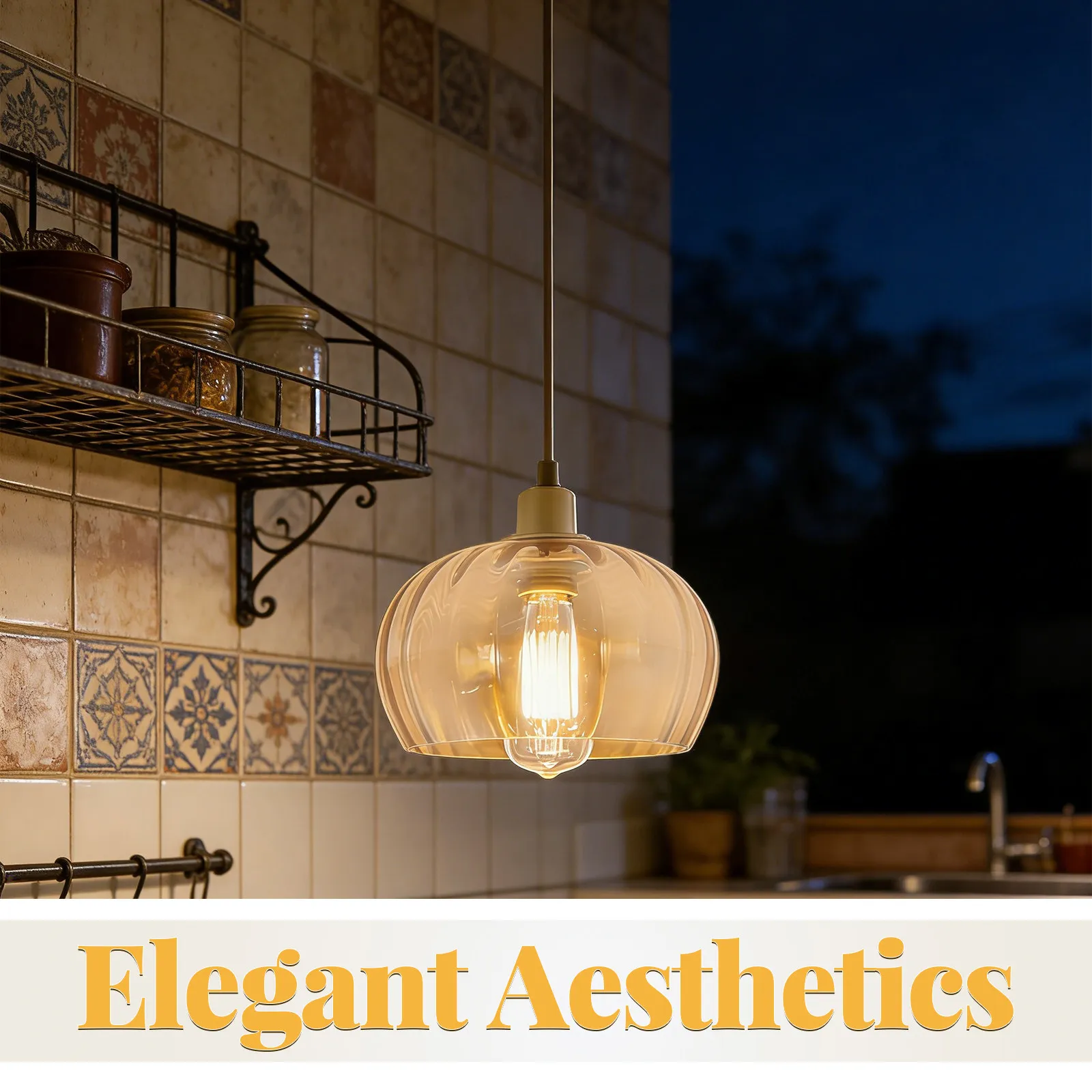 Double Opening Glass Lamp Shade Amber Pendant Ceiling Light Cover Replacement Pendant Globe Shade Dining Room Light Fixture E27