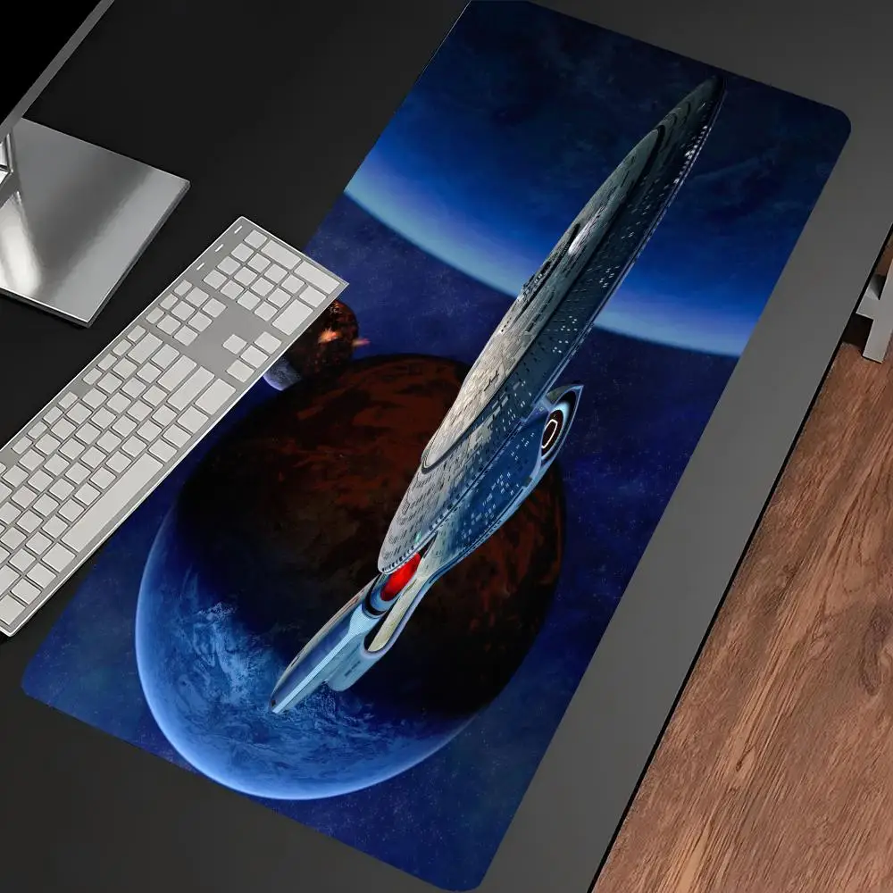 Space Starship Galaxy Extended Gaming MousePad Non Slip Rubber Keyboard Mat Stitched Edge for Pro E-Sports Gamers Desk Accessory