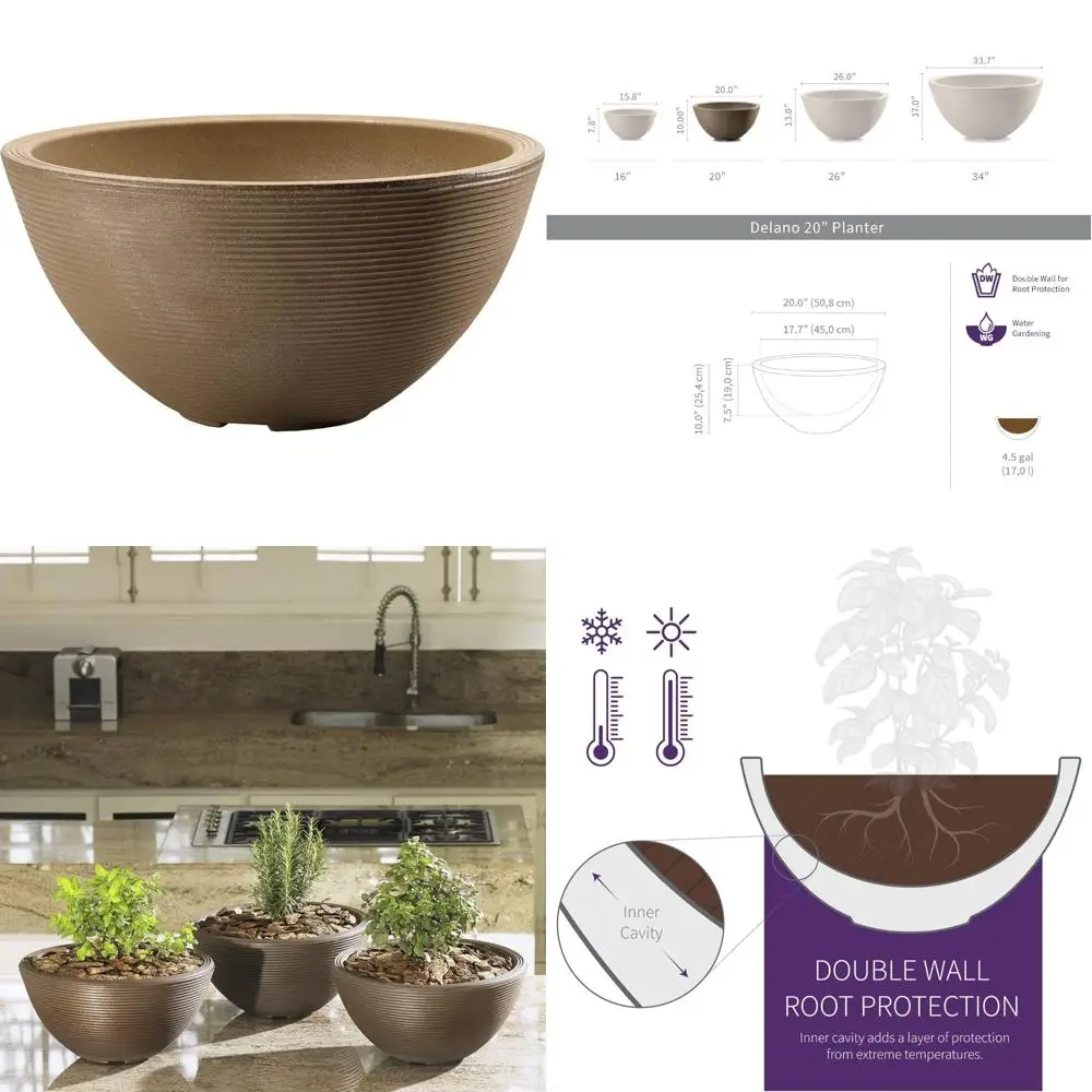 

Round Shallow Plant Pot for Indoor and Outdoor Use - Ideal for Water Gardens, Bonsai, and Succulents