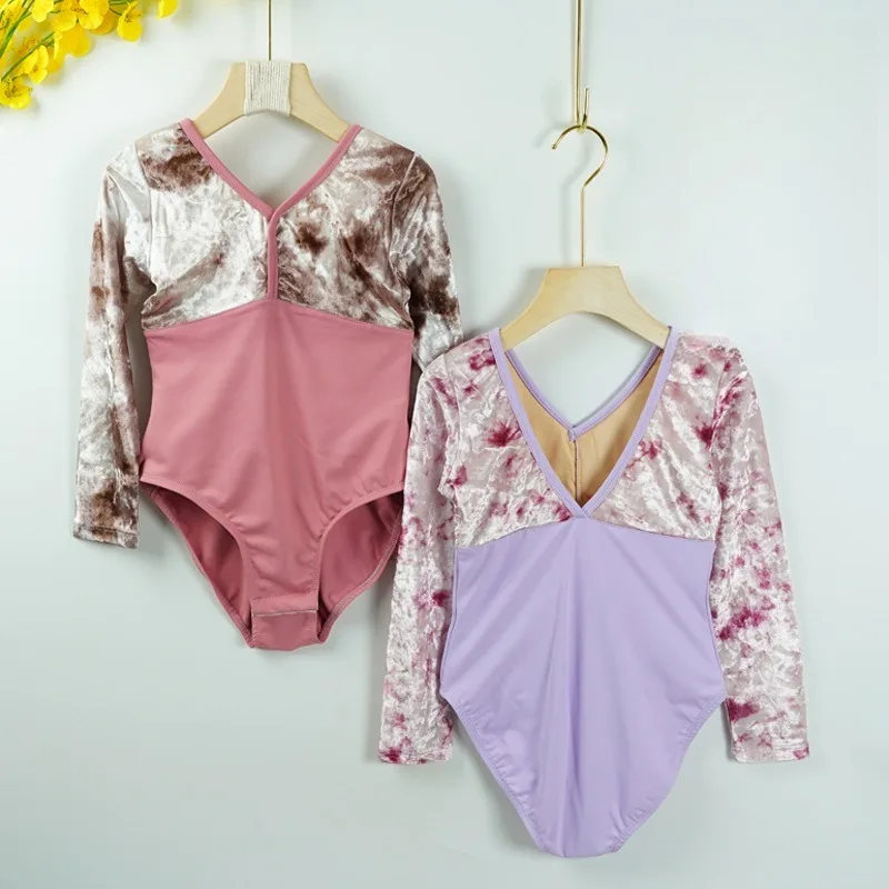 

Velvet Long Sleeve Ballet Leotard Autumn Winter New Training Dress Soft Velvet Gymnastics Stage Practice Elegant Dance Bodysuit
