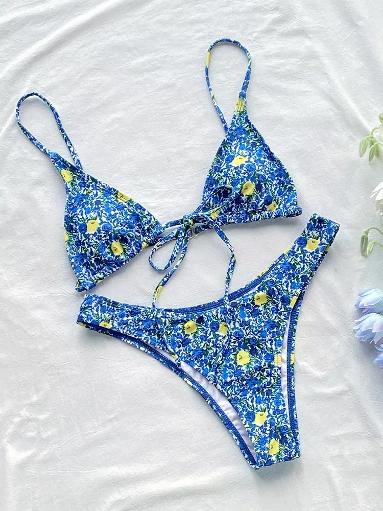 ZRTAK stringi Bikini Set plisowany strój kąpielowy seksowne bikini drukuj stringi stroje kąpielowe damskie kostiumy kąpielowe strój kąpielowy