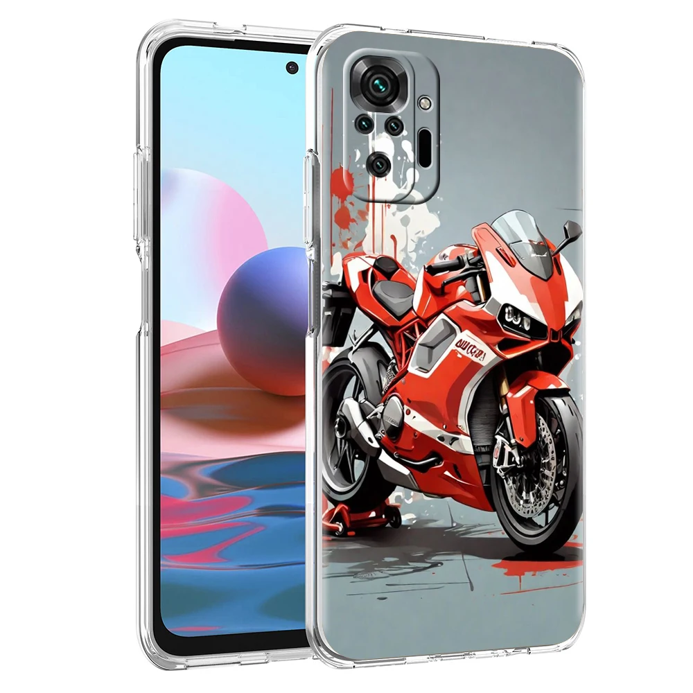 Sport D-Ducaties Cool Motorrad Transparent Phone Case for Redmi 13C 12C 10C Note 13 12 11 11T K40 Plus Pro 4G 5G Soft TPU Cover