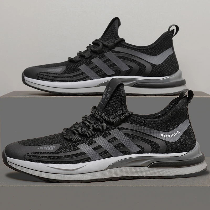 

Мужская обувь, кроссовки с дышащей сеткой, кроссовки без шнуровки, уличная нескользящая пара, тренировочная спортивная обувь для бега, пешего туризма