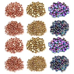 Rainbow 9mm Double Cap Rivets for Leather Crafting Copper Tubular Fasteners Round Rapid Rivet for Fabric Purse Shoes Belts