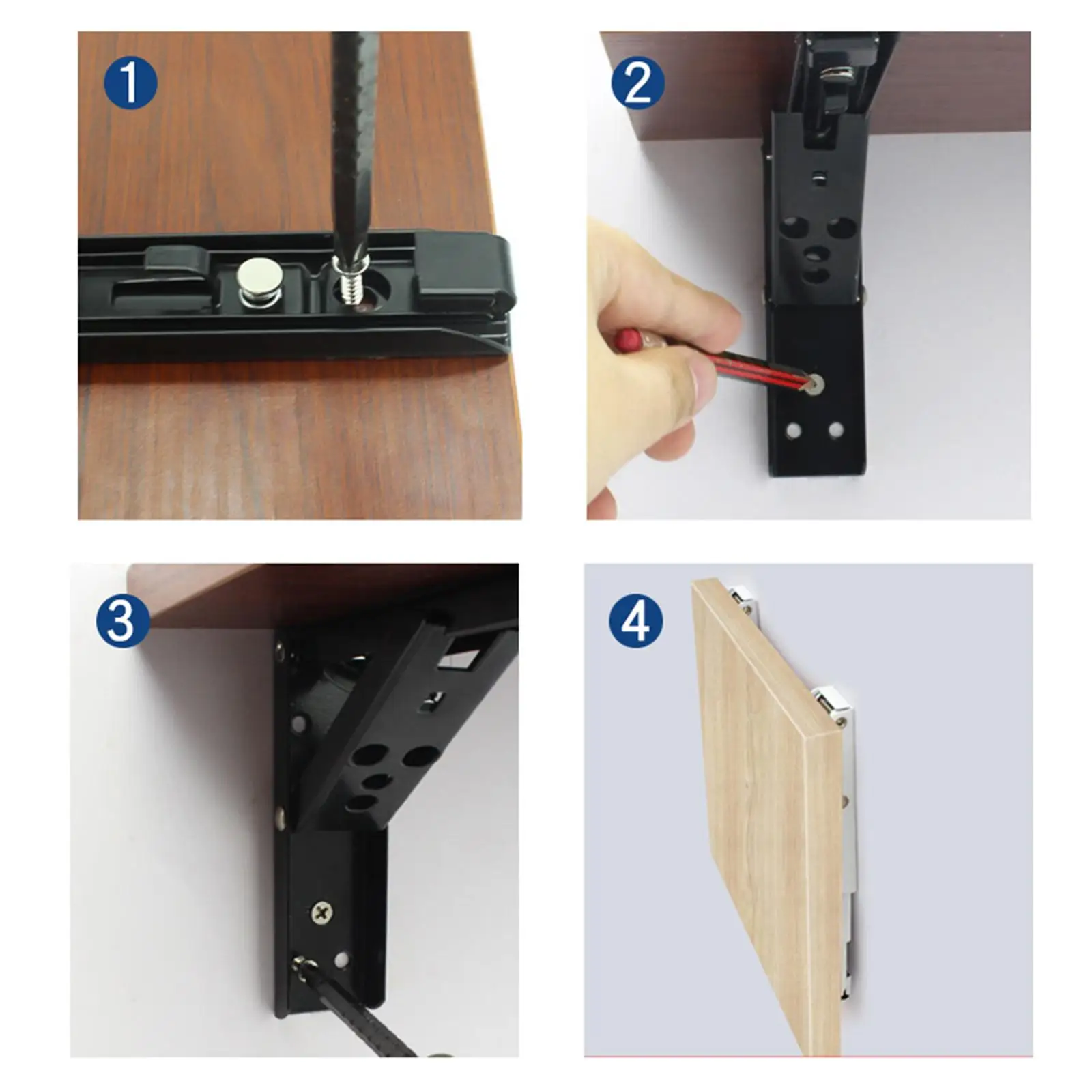 Folding Angle Bracket Heavy Support Wall Mounted Table Shelf Bracket Metal Triangle Hinge for Home Storage Organization