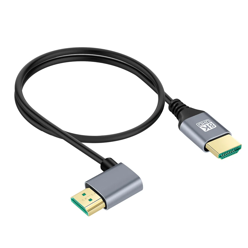 

8K Video Cable Monitor Connection 0.5m Up Bend Male to Male Wire Aluminum Computer Adapter Display Cables Short Gaming Console