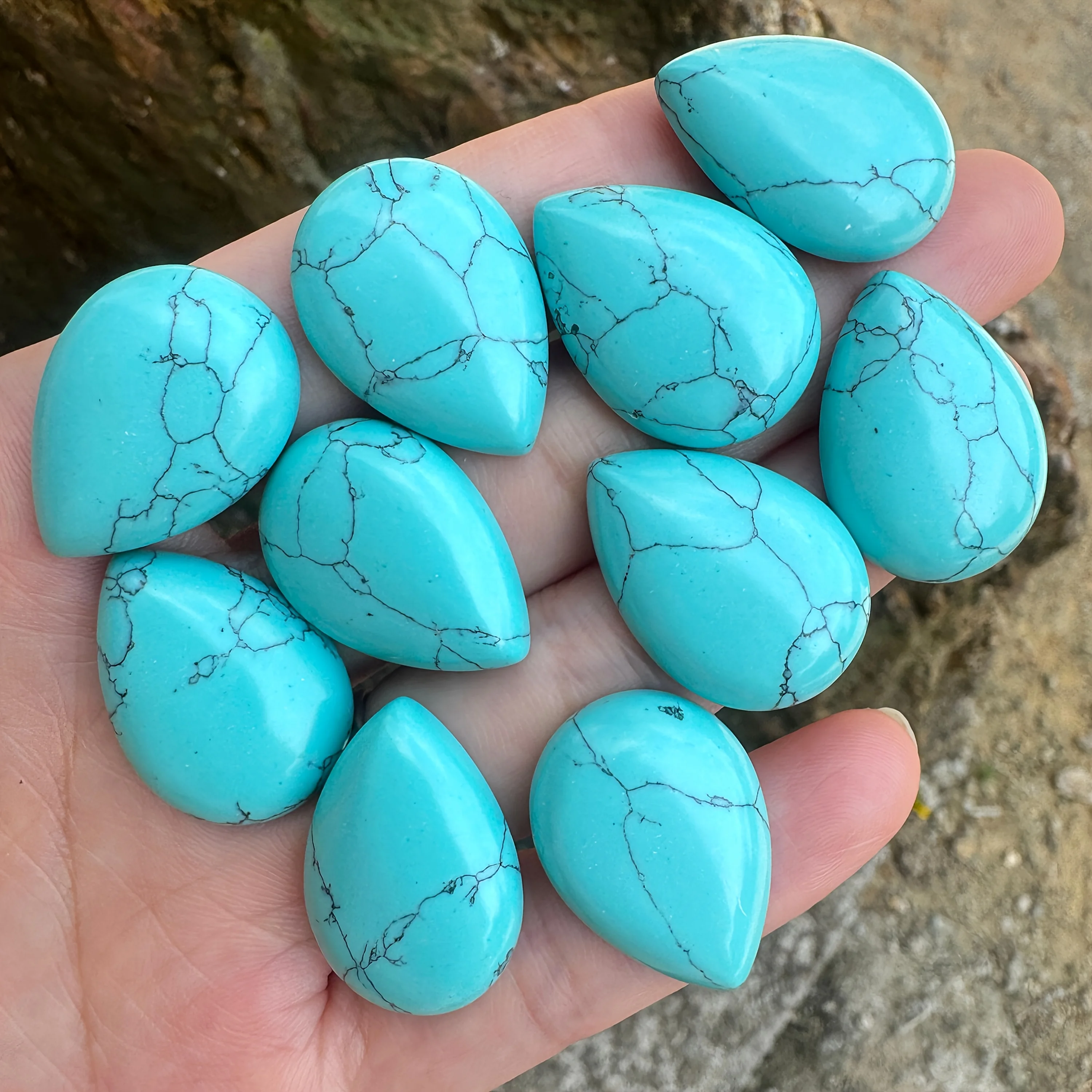 Natural turquoise teardrop-shaped stone | Turquoise teardrop pendant gemstone jewelry, suitable for jewelry making