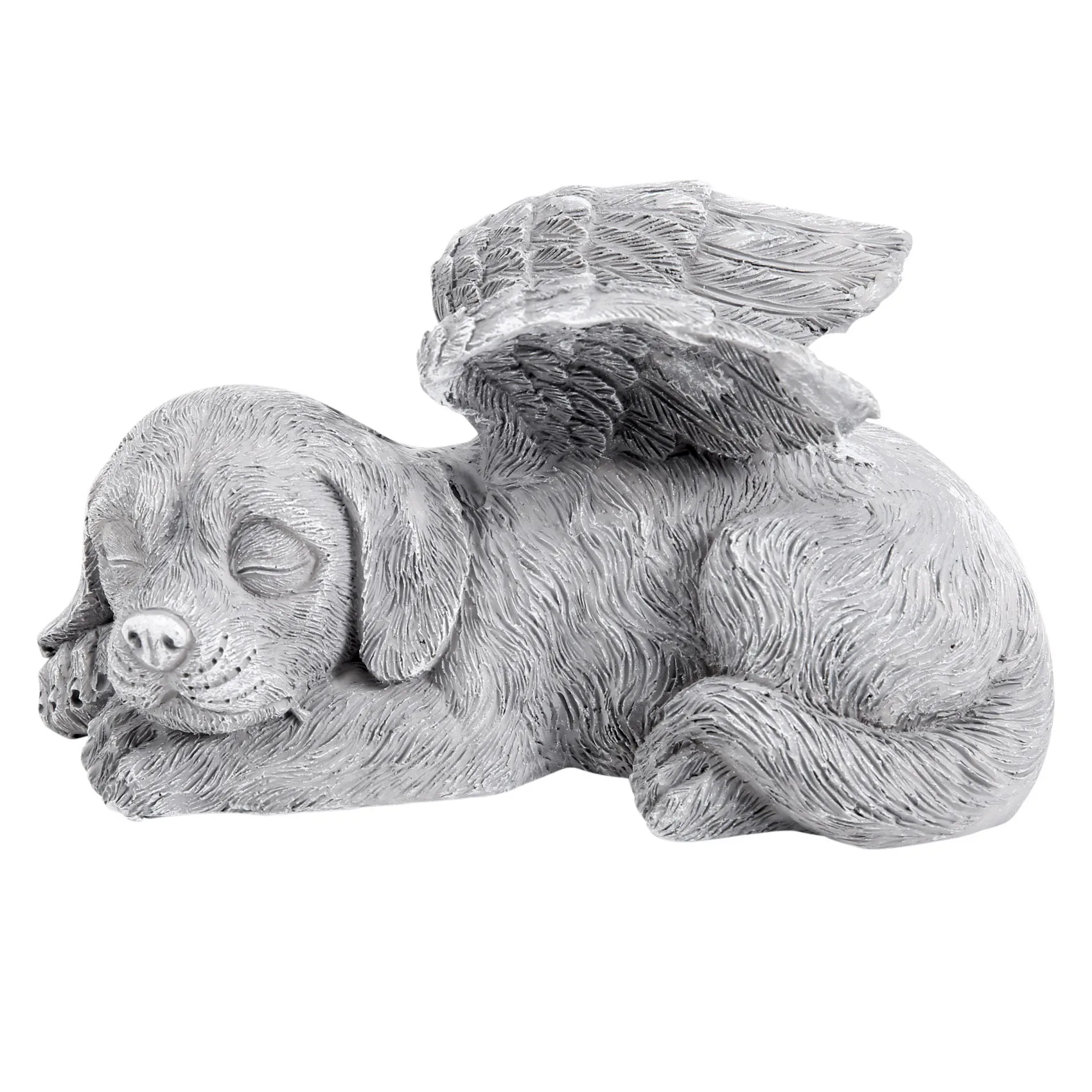 Dog Angel Pet Memorial Tombstone Marking Carved Statue, Resin, Stone Finish